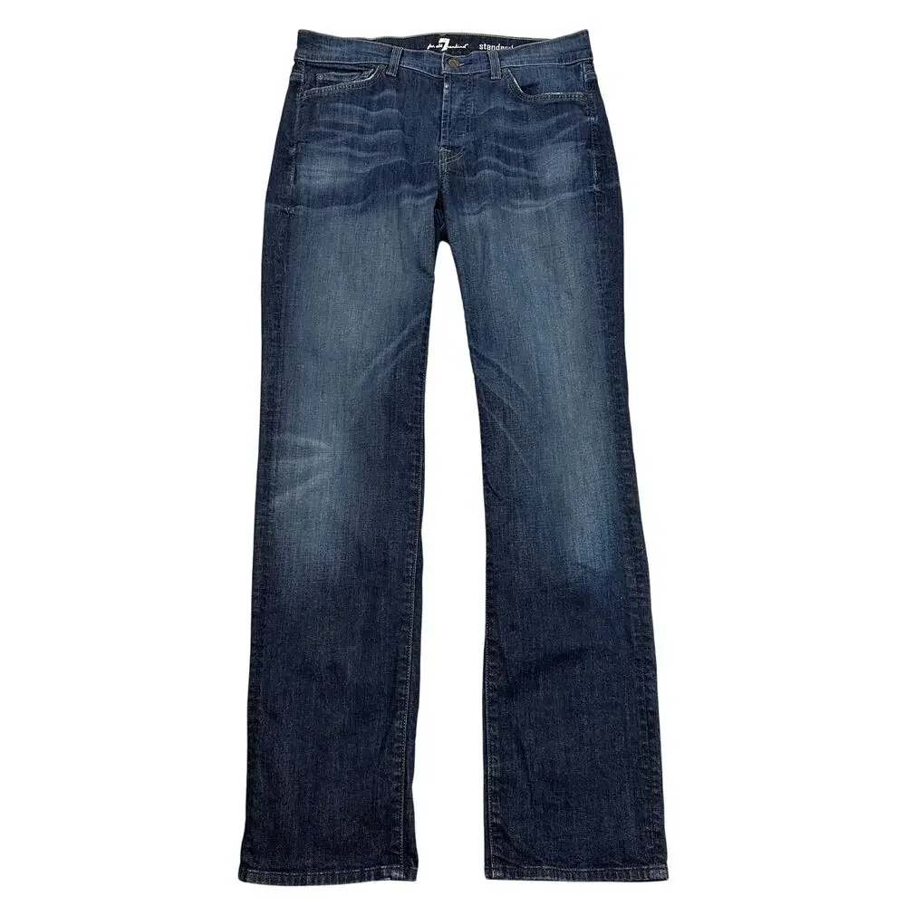 7 For All Mankind Jeans Mens 33 Standard Fit Denim Straight Relaxed Button Fly